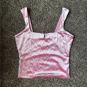 Wild Fable Light Pink Velvet Square Neck Tank with Bow Detail XXS